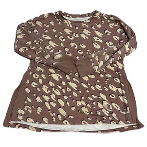 Wonderly Small Long Sleeve Lightweight Top Side Slits Animal Print Oversized EUC